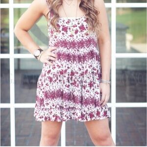 Brandy Melville Womens Rose Flower Sundress Red‎ White